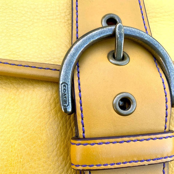 Vintage COACH purse mustard yellow Satchel handbag-shoulder bag E043-9749 - Picture 6 of 16